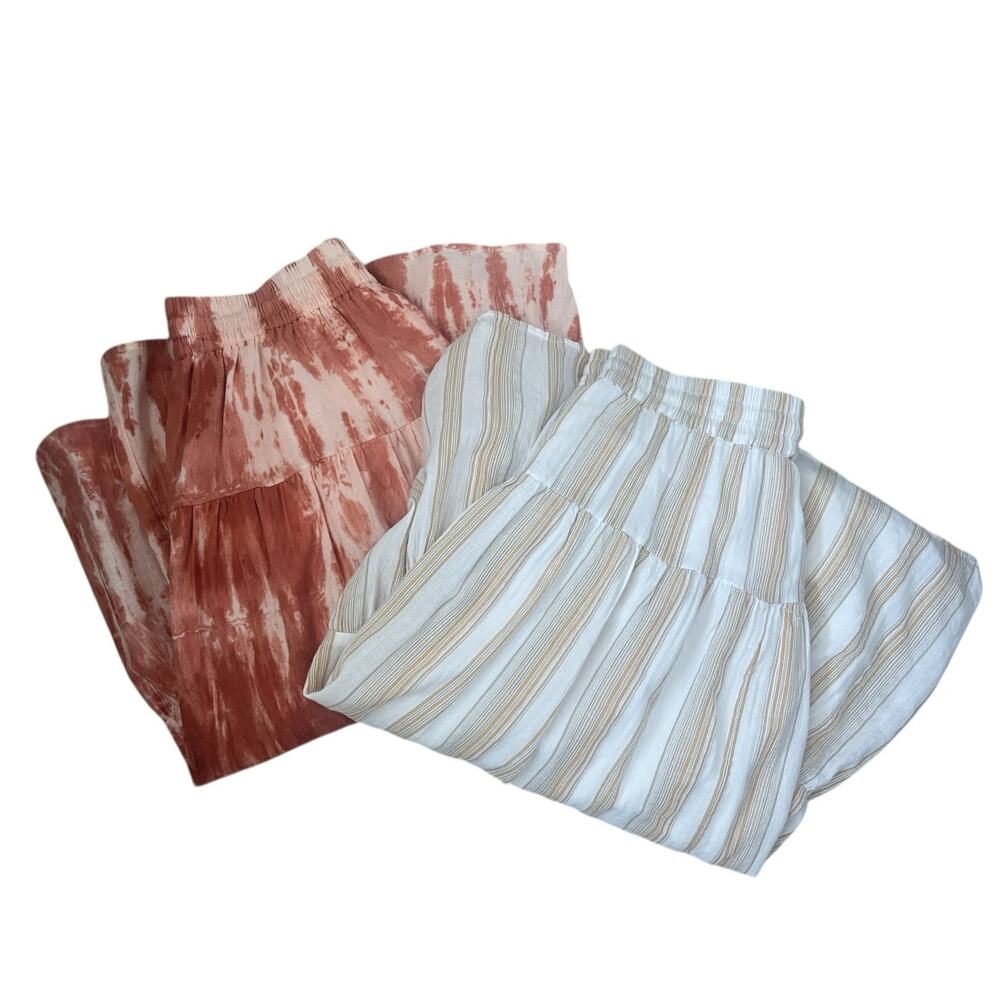 Bundle of 2 New Directions Skirts Maxi Elastic Waist Tiered Boho Peasant Medium